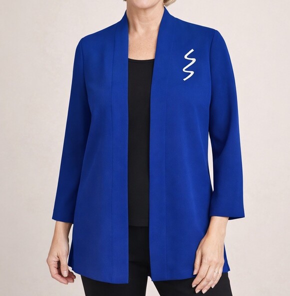 S.L. Fashions Jackets & Blazers - S.L. Fashions Petites 6P Royal Blue Open Front Jacket Beaded Embellished Blazer